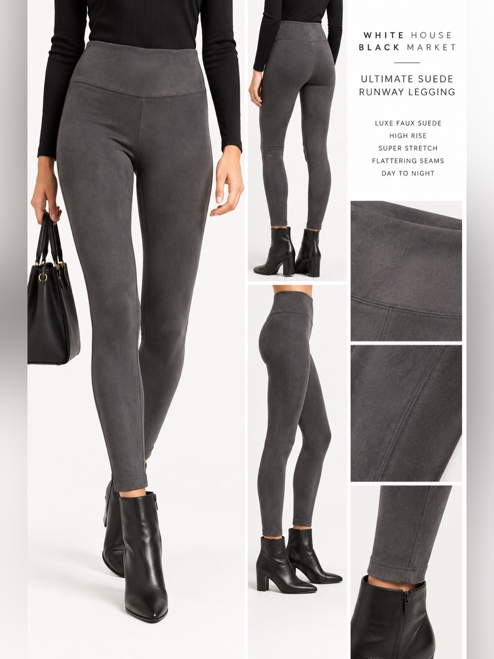 White House Black Market Charcoal Faux Suede Leggings